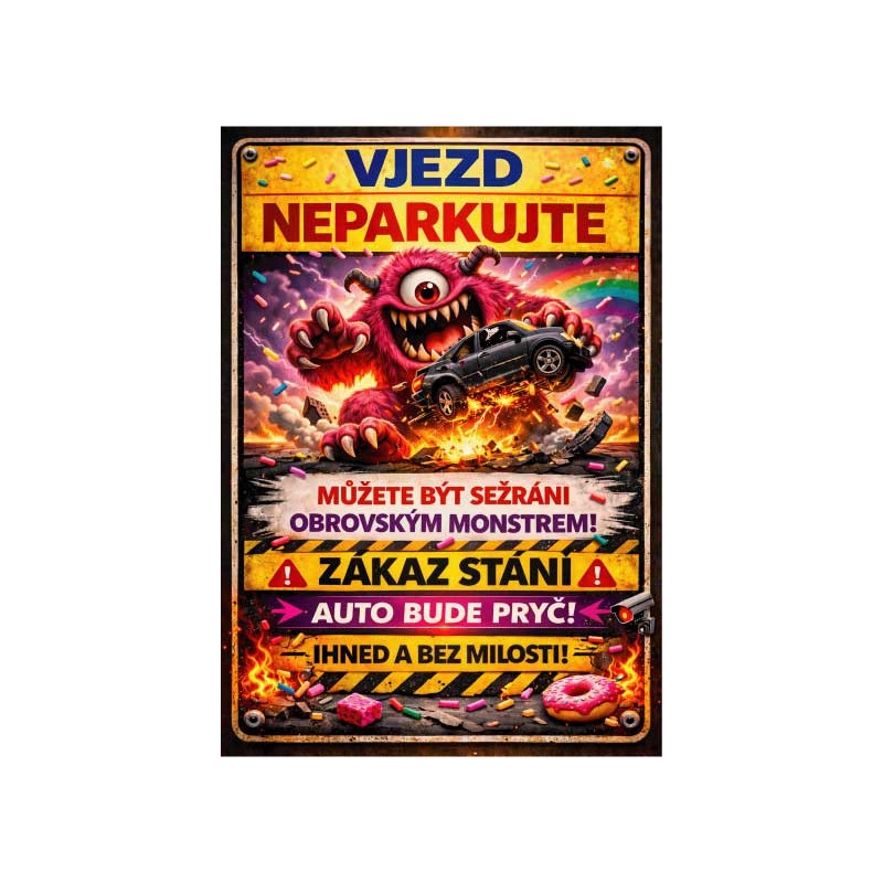⚠️ Vjezd – neparkujte, zákaz stání, auto bude pryč!