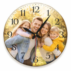 Kulaté hodiny s rodinnou fotografií – Společné chvíle