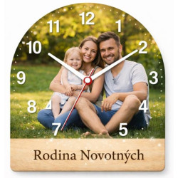 Obloukové hodiny s rodinnou fotografií – Rodinná pohoda