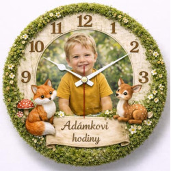 Dětské hodiny s fotografií – lesní kouzlo se zvířátky