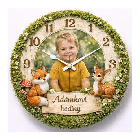 Dětské hodiny s fotografií – lesní kouzlo se zvířátky