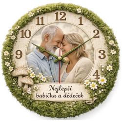 Romantické hodiny s fotografií pro babičku a dědečka
