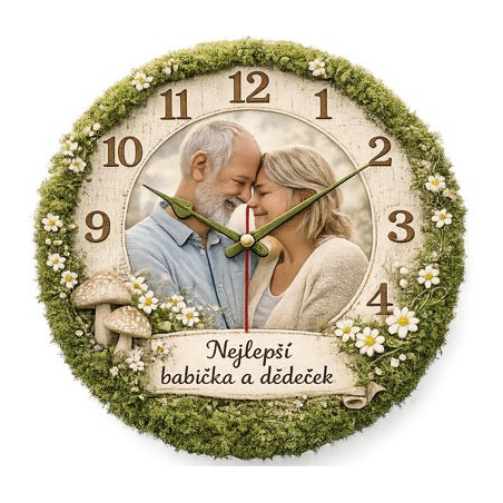Romantické hodiny s fotografií pro babičku a dědečka