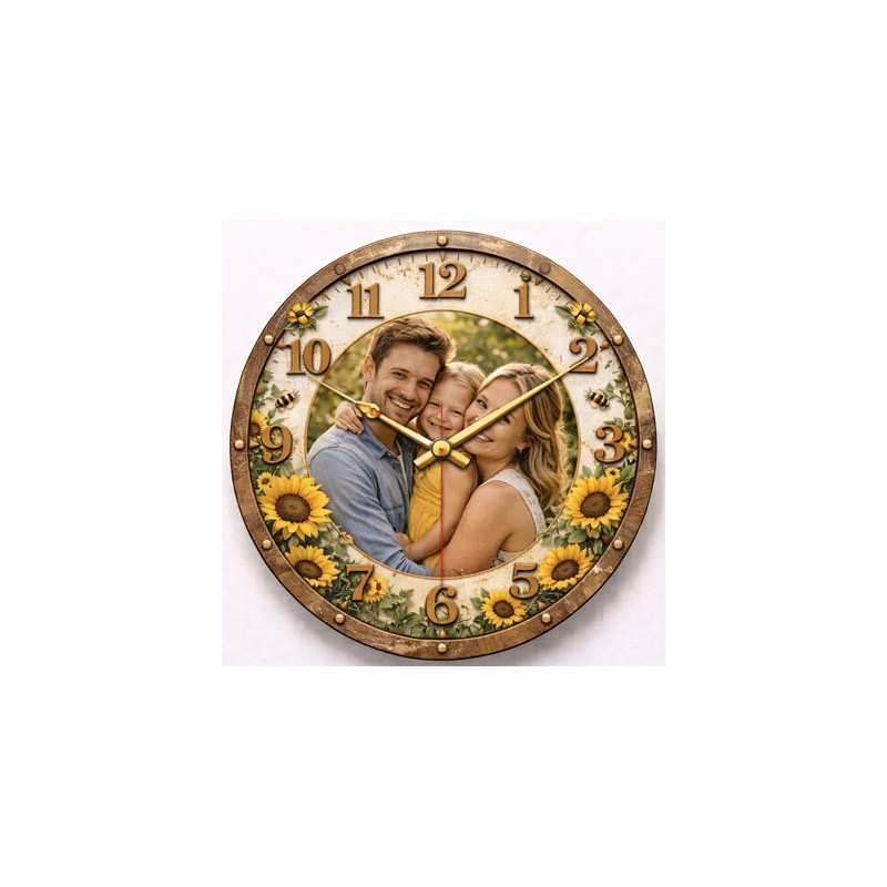 Rodinné hodiny s fotografií – slunečnicová radost