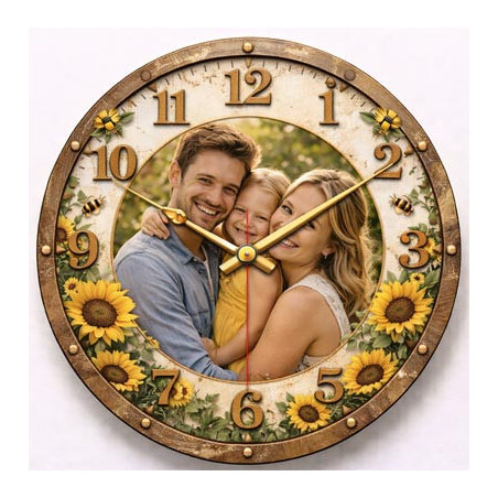 Rodinné hodiny s fotografií – slunečnicová radost