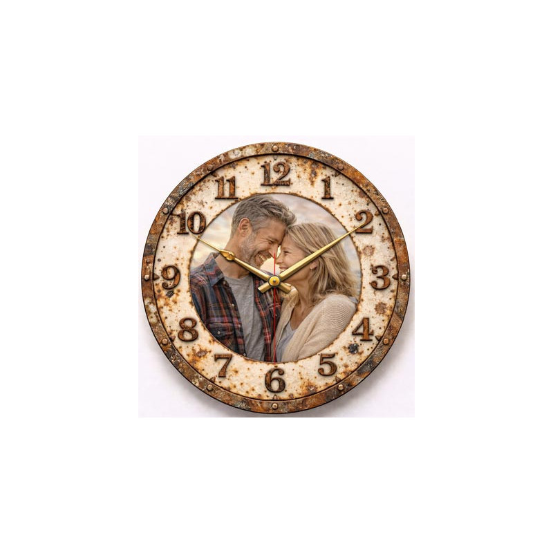 Rustikální hodiny s fotografií – vintage vzpomínka