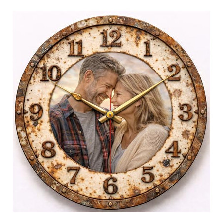 Rustikální hodiny s fotografií – vintage vzpomínka