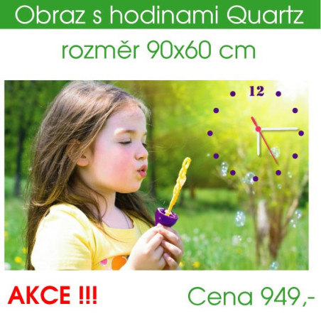 Obraz s hodinami z vlastní fotografie 90 × 60 cm