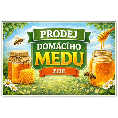 Cedule pro prodej medu – Domácí med v zeleném rámu