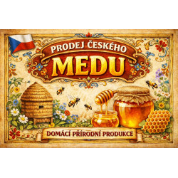 Cedule pro prodej medu – Český med s lidovým motivem
