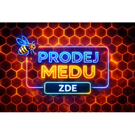 Cedule pro prodej medu – Neonová plástev s včelou