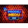 Cedule pro prodej medu – Neonová plástev s včelou