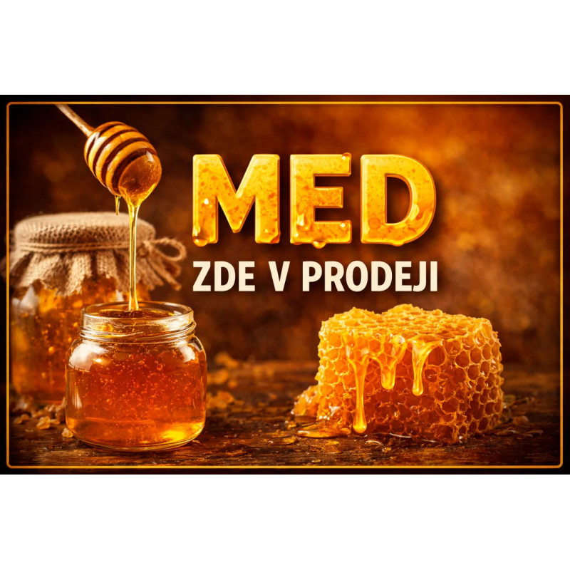 Cedule pro prodej medu – Med se sklenicí a pláství