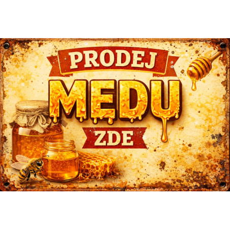 Cedule pro prodej medu – Retro plechový styl
