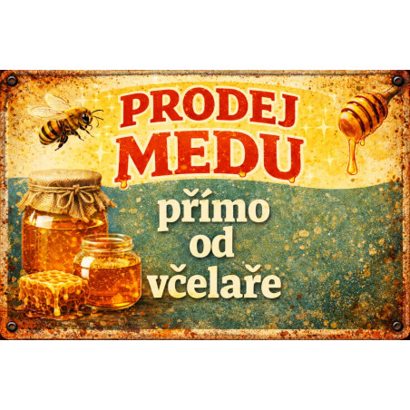 Cedule pro prodej medu – Retro med přímo od včelaře