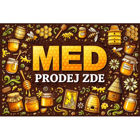 Cedule pro prodej medu – Ilustrovaný med s motivy