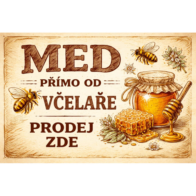 Cedule pro prodej medu – Kreslený med od včelaře