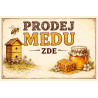 Cedule pro prodej medu – Kreslený úl a med