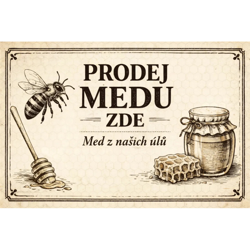 Cedule pro prodej medu – Vintage kresba medu