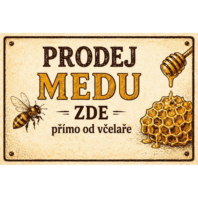 Cedule pro prodej medu – Vintage plástev a včela