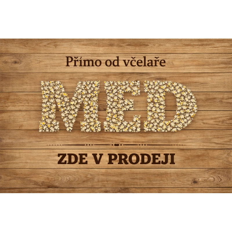 Cedule pro prodej medu – Květinový nápis med