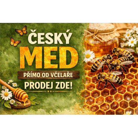 Cedule pro prodej medu – Český med s včelami detail