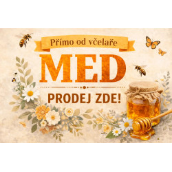 Cedule pro prodej medu – Med přímo od včelaře květinový styl