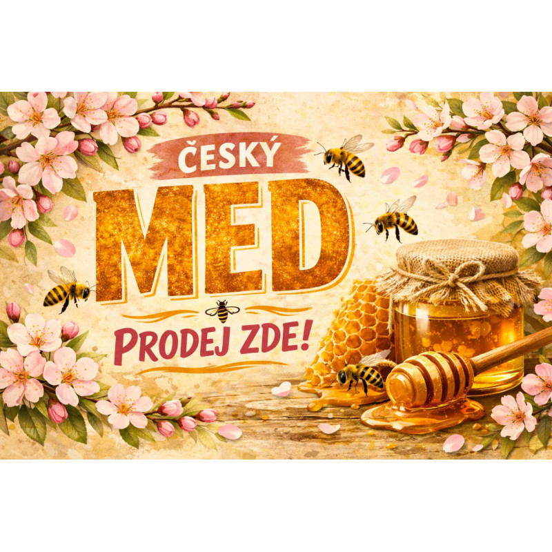 Cedule pro prodej medu – Český med s květy