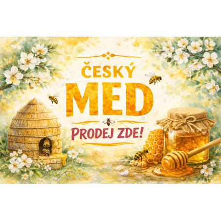 Cedule pro prodej medu – Český med s úlem a květy