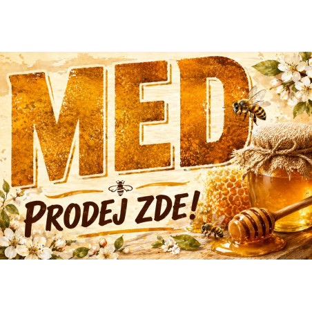 Cedule pro prodej medu – Zlatý med s květinami