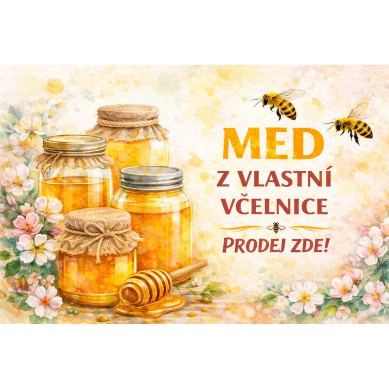 Cedule pro prodej medu – Med z včelnice se sklenicemi