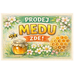 Cedule pro prodej medu – Malovaný med s květy