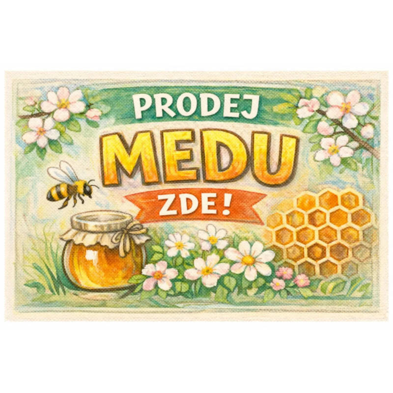 Cedule pro prodej medu – Malovaný med s květy