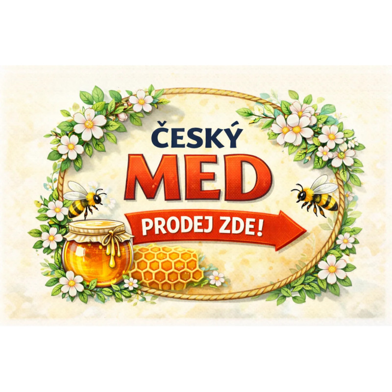Cedule pro prodej medu – Český med se šipkou
