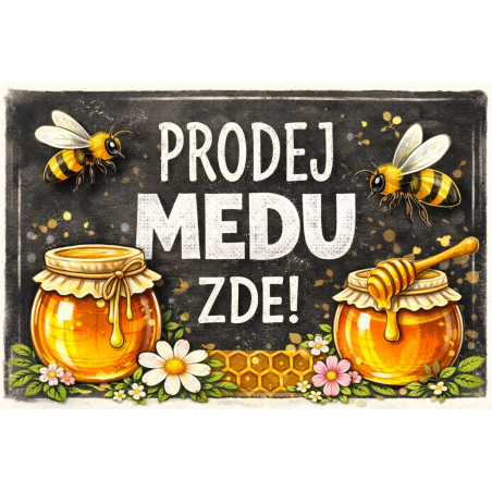 Cedule pro prodej medu – Tmavý tabulový styl