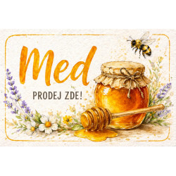 Cedule pro prodej medu – Akvarelový med s květy