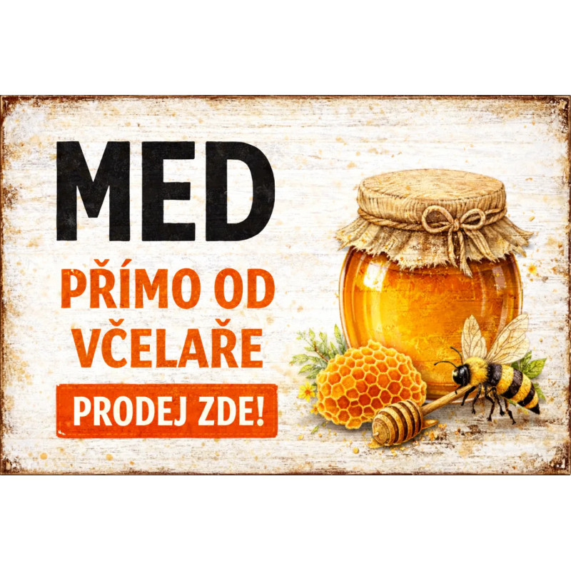 Cedule pro prodej medu – Retro med od včelaře