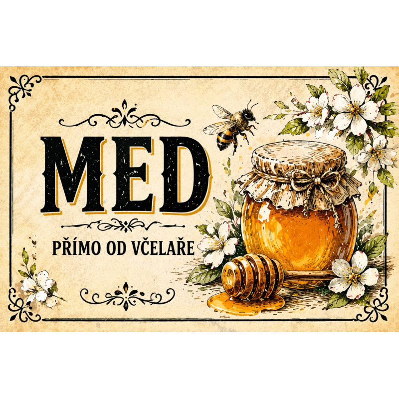 Cedule pro prodej medu – Elegantní vintage med