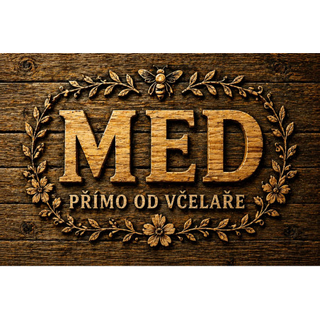 Cedule pro prodej medu – Dřevěný reliéf med