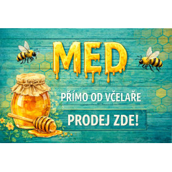 Cedule pro prodej medu – Tyrkysové dřevo s medem