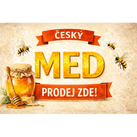 Cedule pro prodej medu – Český med s páskou