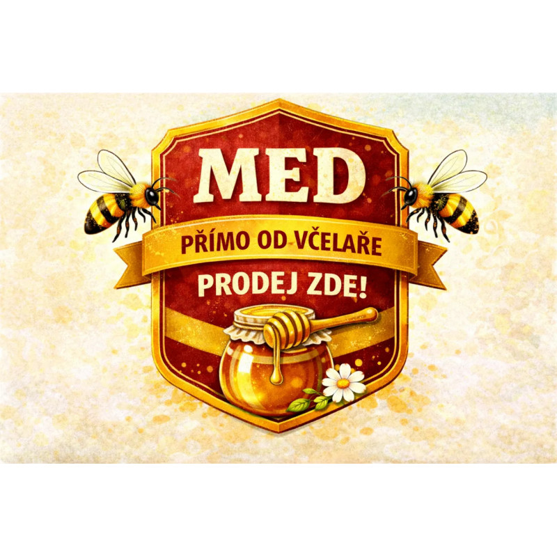 Cedule pro prodej medu – Štít s medem od včelaře