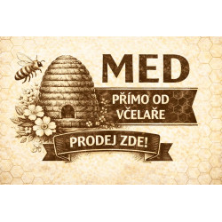Cedule pro prodej medu – Retro úl a med
