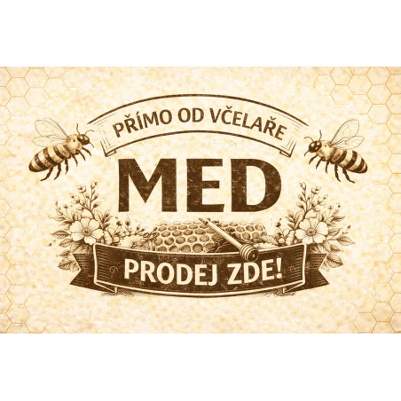 Cedule pro prodej medu – Retro med s pláství