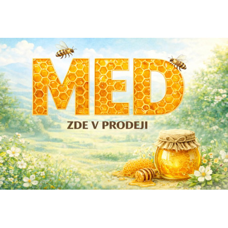 Cedule pro prodej medu – Med s pláství v krajině