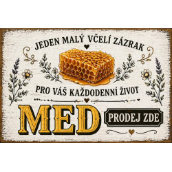 Cedule pro prodej medu – Včelí zázrak retro styl