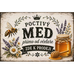 Cedule pro prodej medu – Poctivý med s korunou