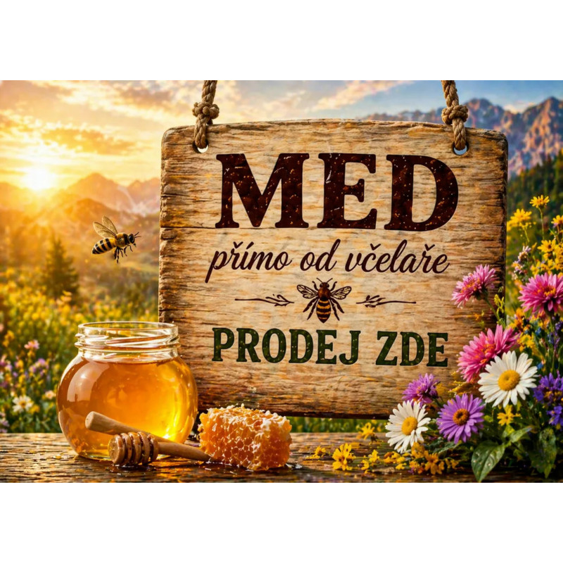 Cedule pro prodej medu – Med od včelaře horská příroda