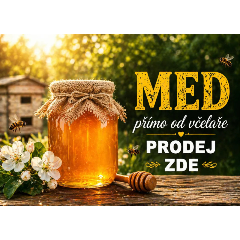 Cedule pro prodej medu – Med od včelaře zahradní styl