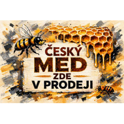 Cedule pro prodej medu – Český med s pláství malířský styl